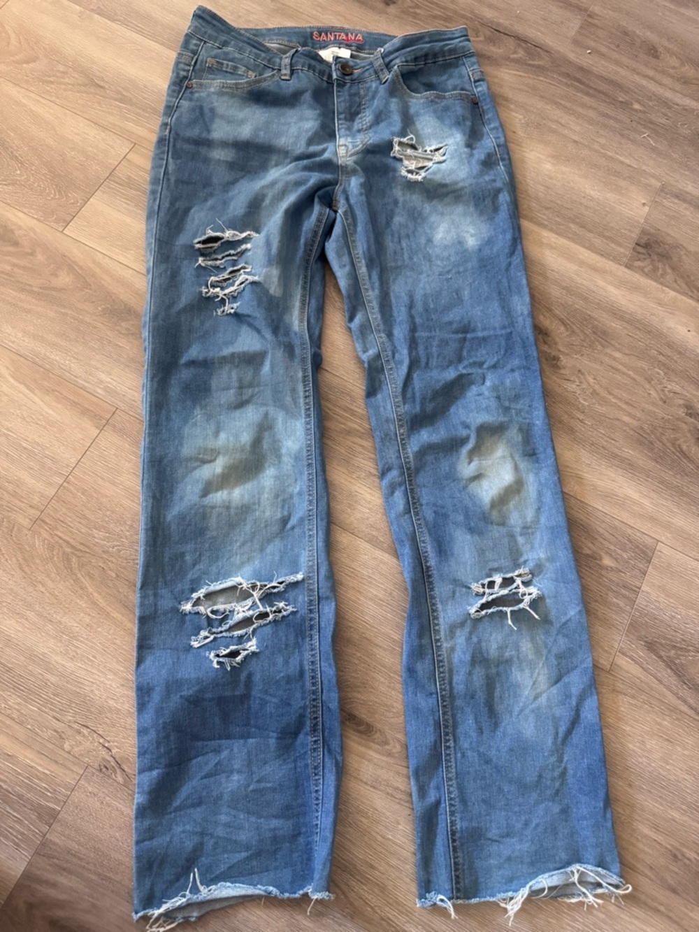 Santana Women’s Straight Leg Ripped Jeans - Blue